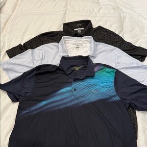 Greg Norman Bundle. Men's Polo Shirt Set - Black, White, and Blue